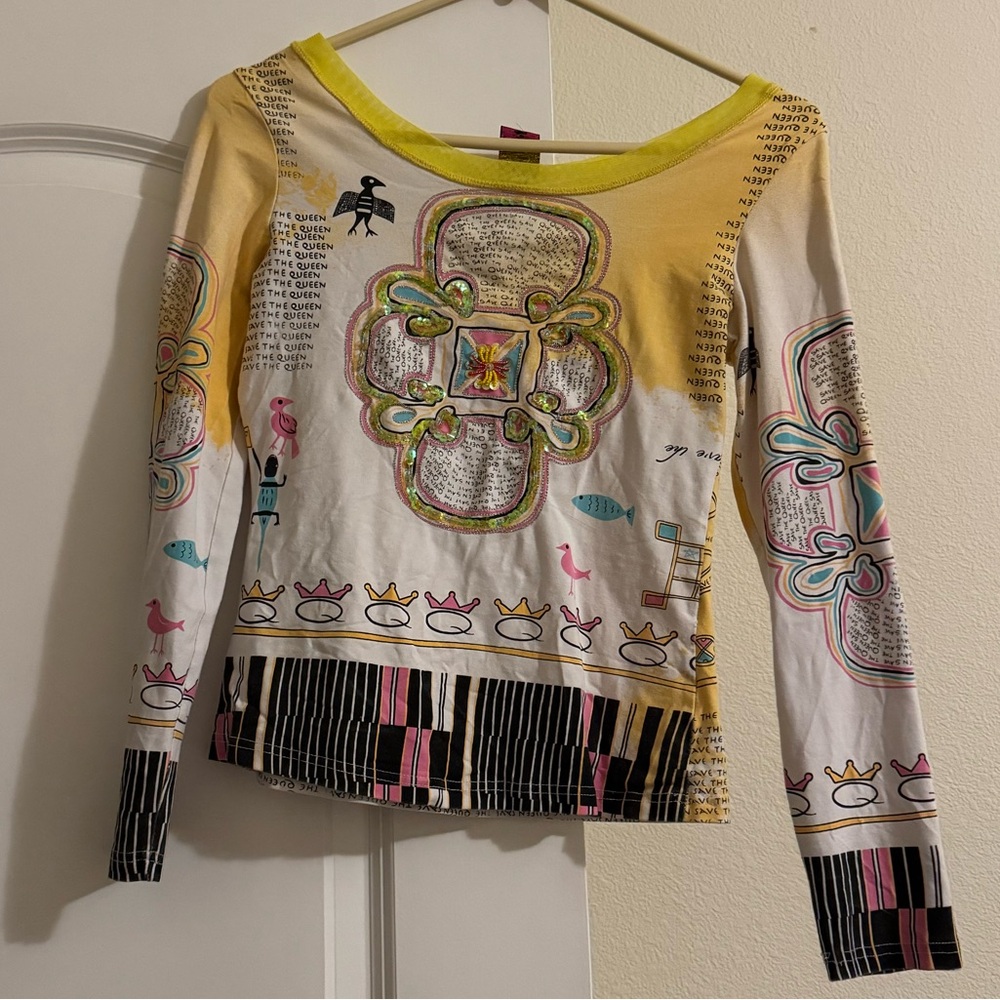 Save The Queen Yellow and White Shirt